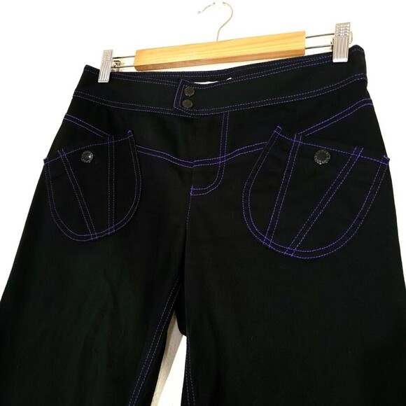 VINTAGE 90s Armani Exchange Straight Leg Jeans Black Purple Contrast Stitch Y2k - Picture 1 of 8